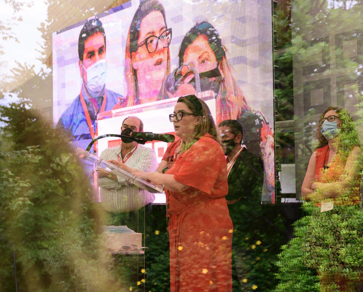 Rosa Mantecn, Secretaria General de CCOO de Cantabria.
